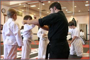 Mighty Tigers For 4-6 year olds, this half hour class focuses on karate fundamentals, learning focus, respect, and how to work with others.